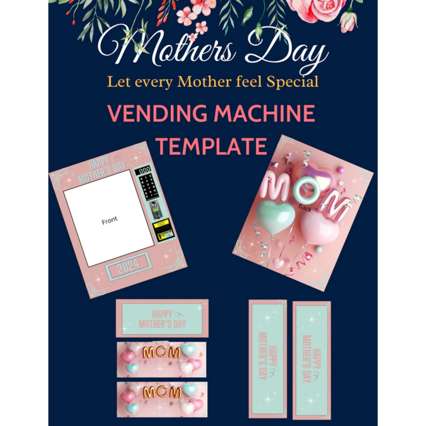 8 x 10 Mother’s Day Editable Vending Machine Template & Design (Canva)