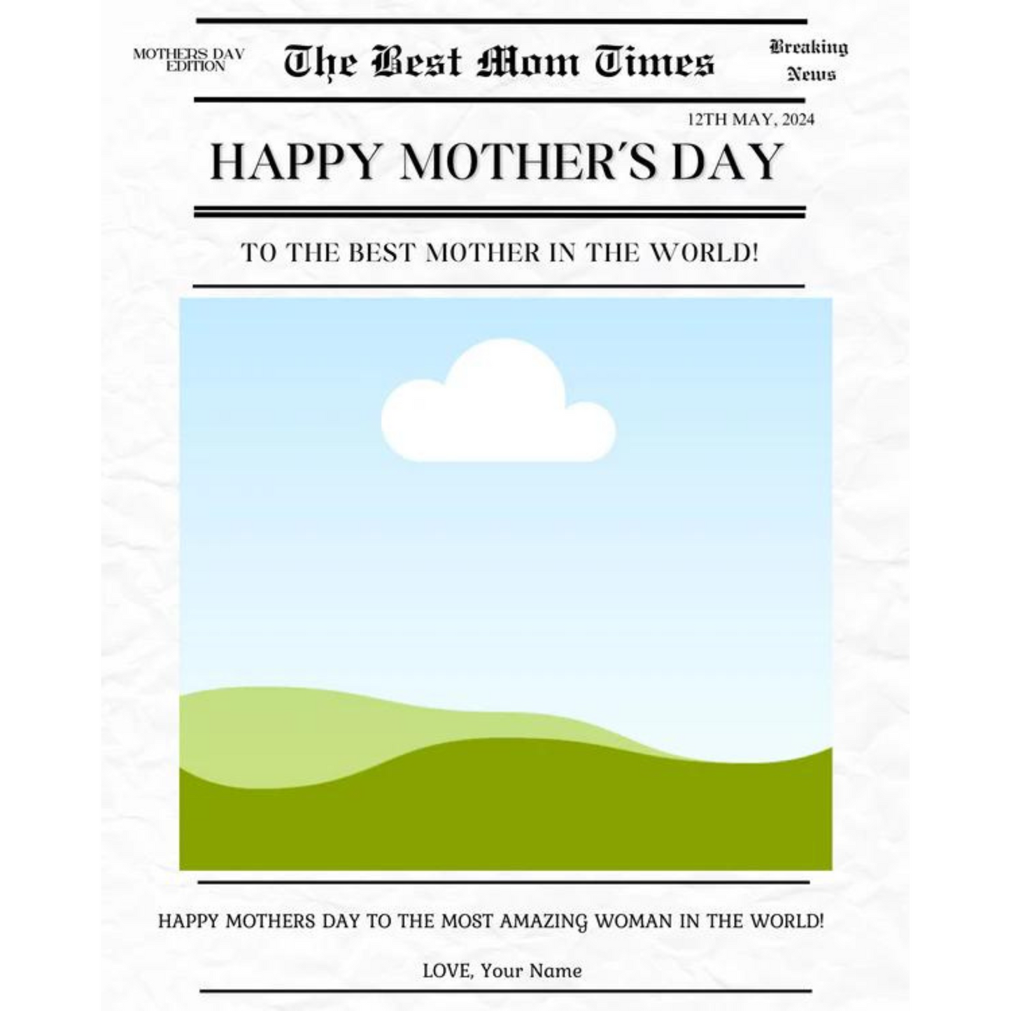 Newspaper Frame/Card Mother’s & Father’s Day Editable Template (Canva)
