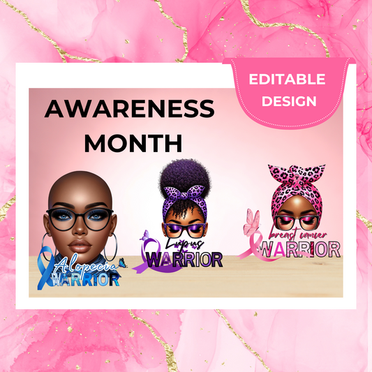 Awareness Months Editable Digital Kit (34+ designs in Canva)