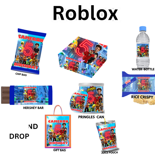 Roblox Bundle Party Favor Canva Design Templates plus mockup (10 editable templates and designs)